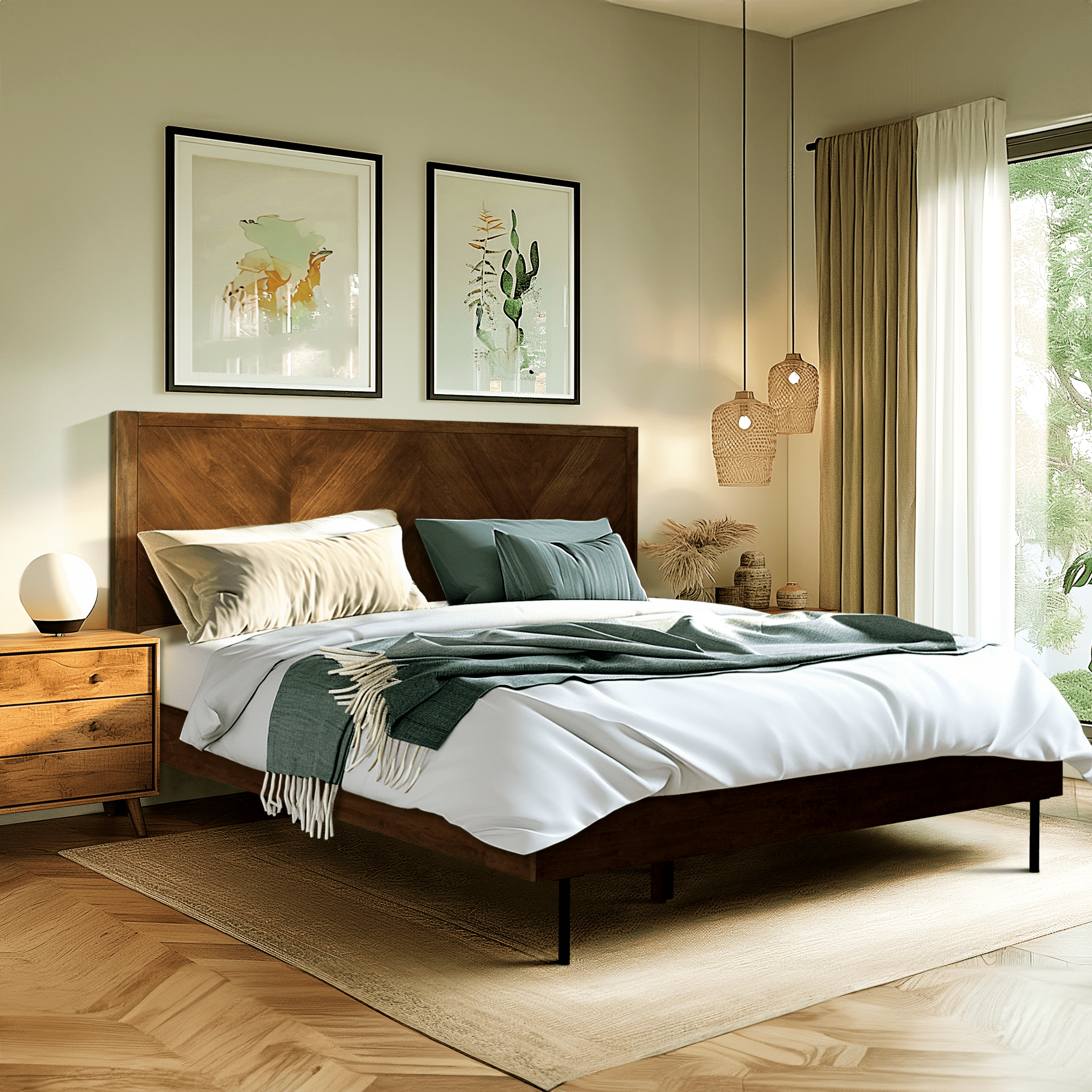 Alander Solid Wood Bed Frame - HearthHub