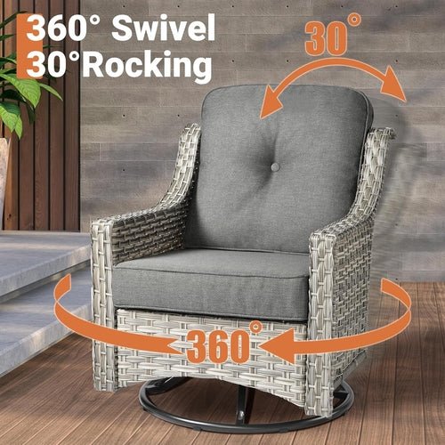 5 Piece Outdoor Patio Set With Swivel Chairs All Weather - HearthHub