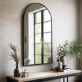 Black Arched Wall Mirror 42x24 Inches With Iron Frame - HearthHub
