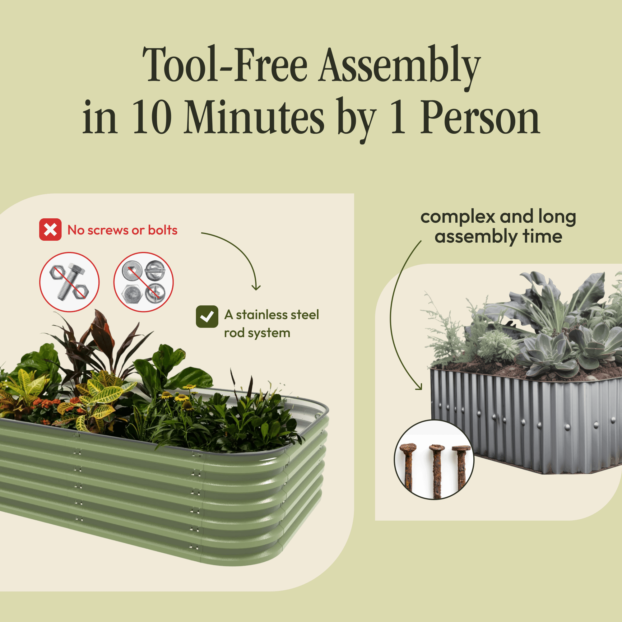 Gro - Rite "No Tools Needed" Premium Metal Raised Garden Bed Kit - HearthHub