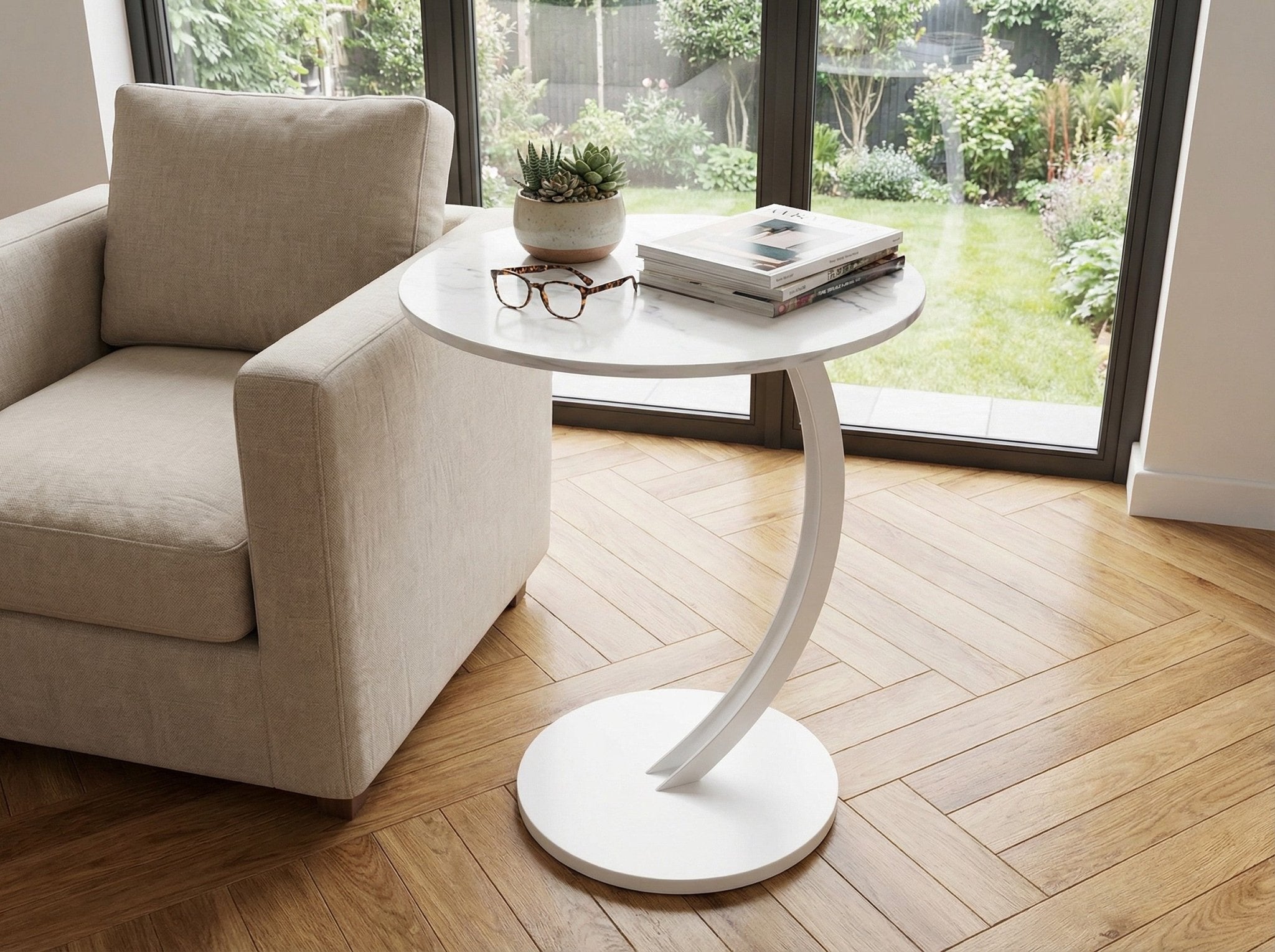 Modern Side Table – Round, C - Shape & Petal Designs | Sofa End Table with Metal - HearthHub