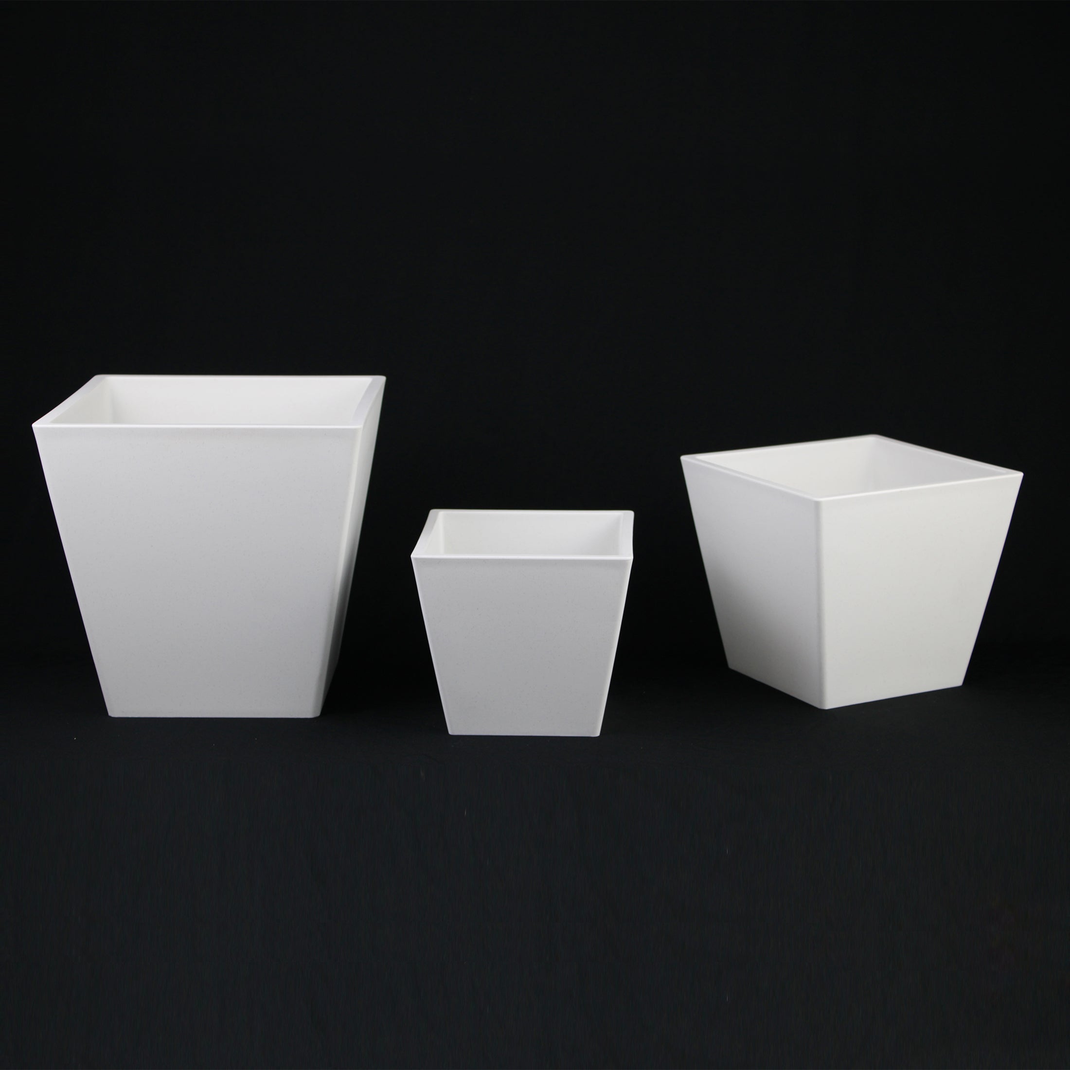 3 - Piece White Plastic Square Planter Pot Set – Modern Tapered Design - HearthHub