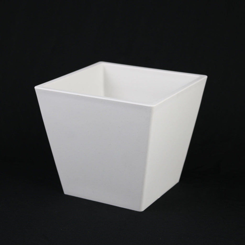 3 - Piece White Plastic Square Planter Pot Set – Modern Tapered Design - HearthHub