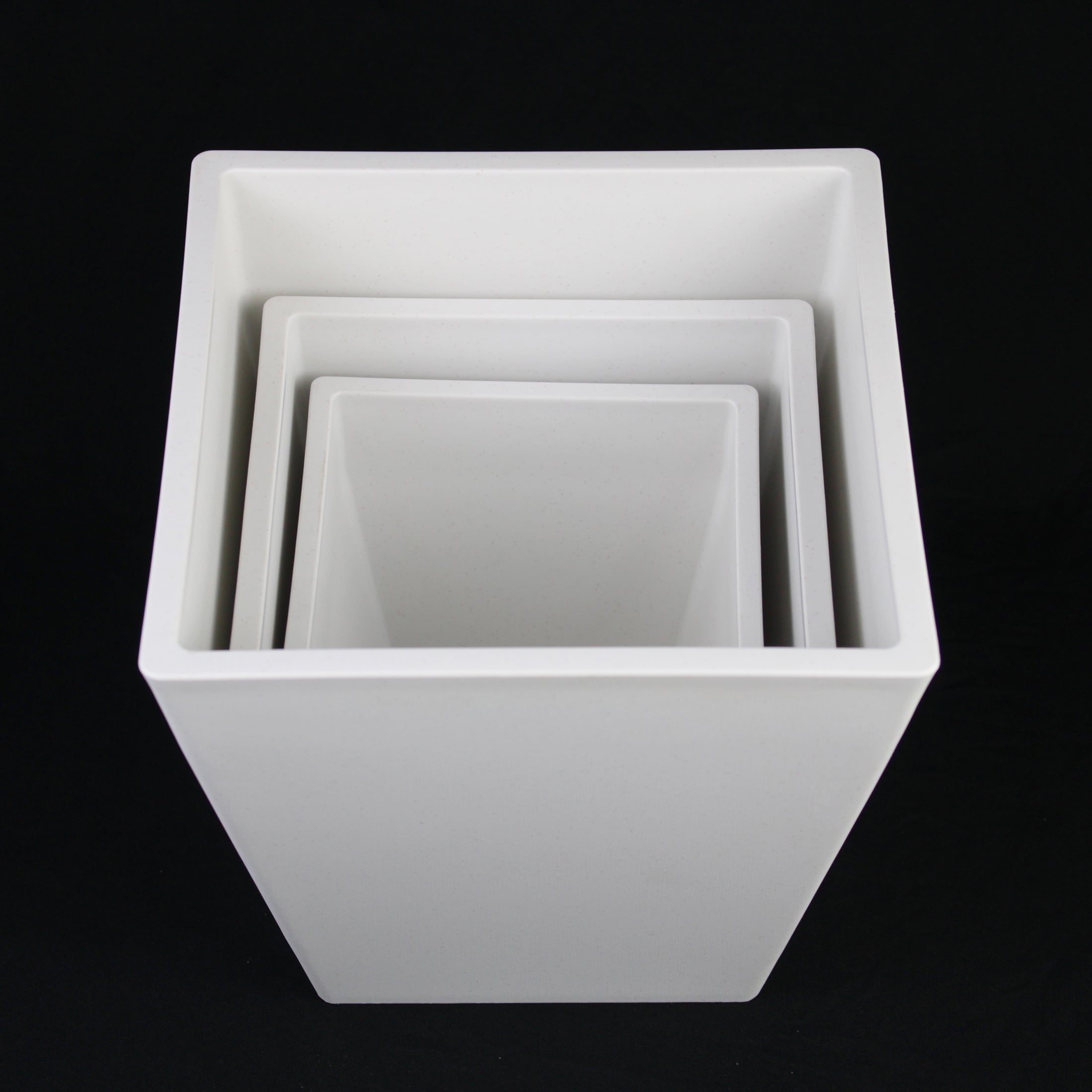 3 - Piece White Plastic Square Planter Pot Set – Modern Tapered Design - HearthHub