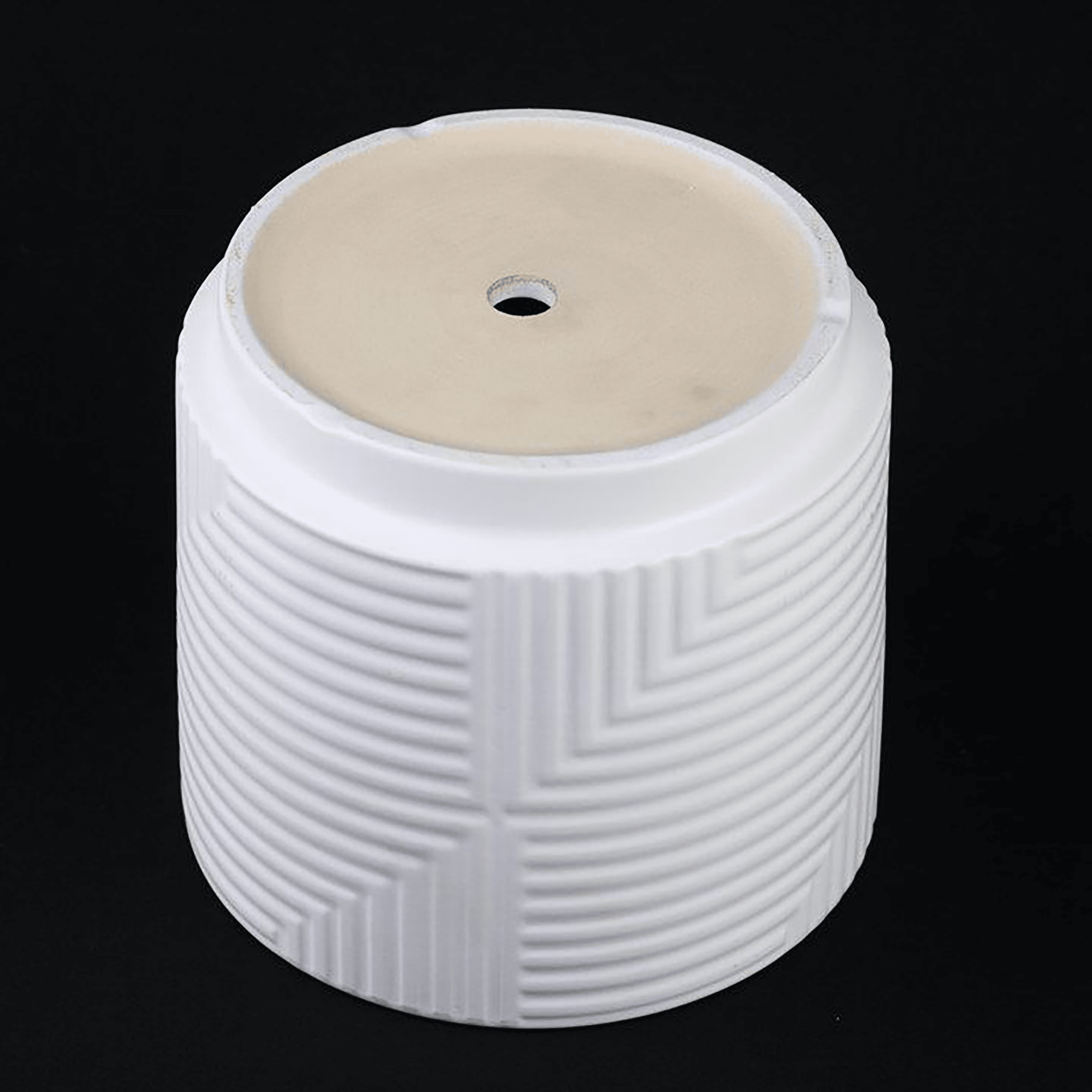 3 - Piece White Stoneware Planter Set with Geometric Line Design - HearthHub