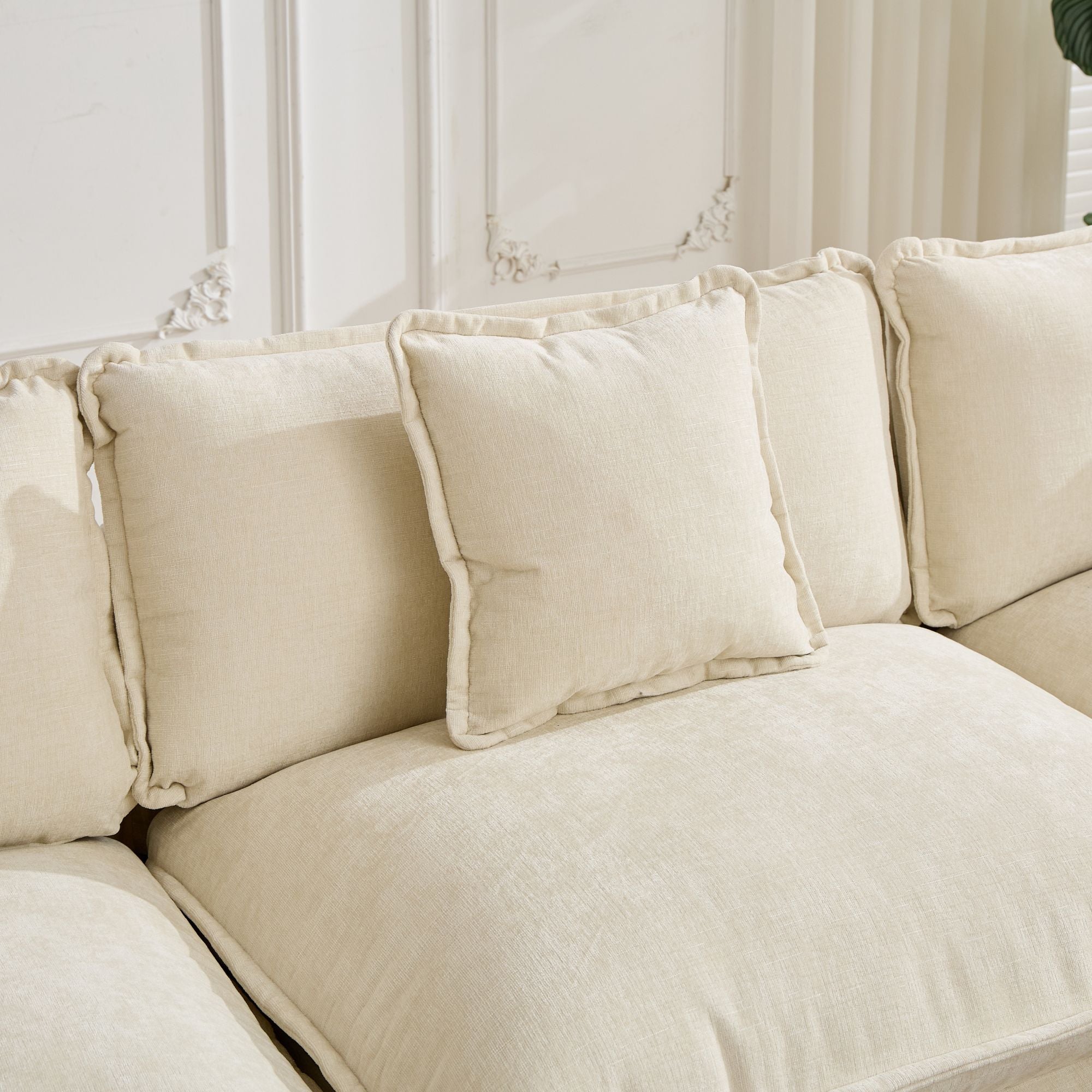 Cloud 4 Seats Sofa (Ottoman is not included) with Chenille Fabric in Beige - HearthHub