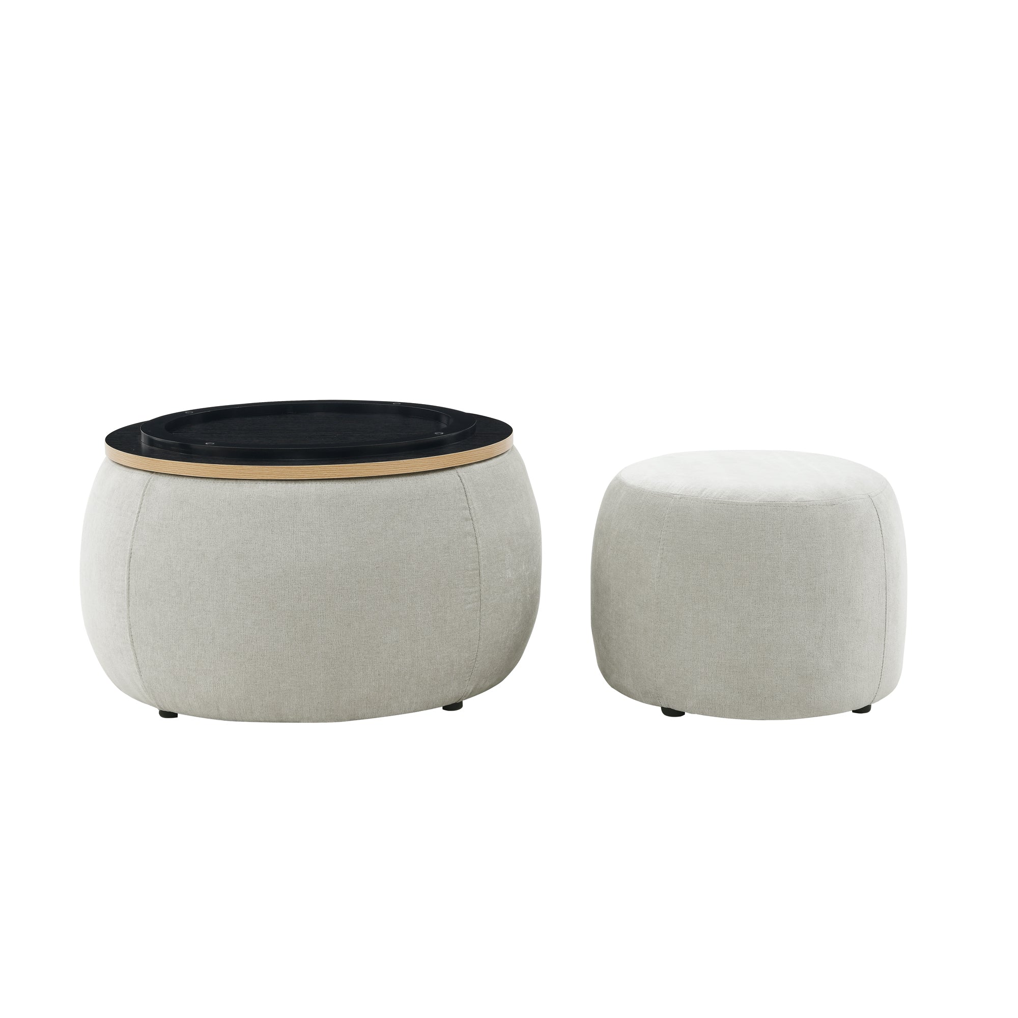 Modern Classic Round Storage Ottoman Coffee Table with Removable Top - HearthHub