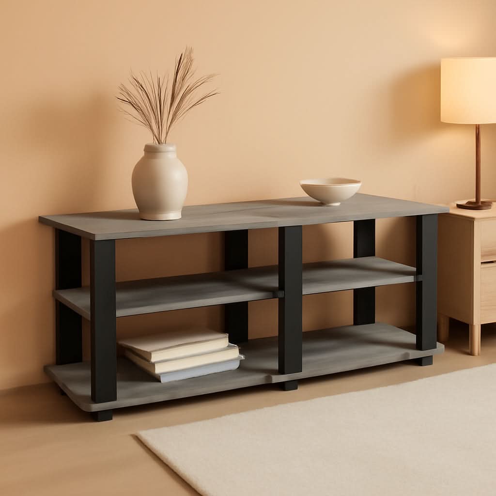 Nelly Entertainment Center TV Stand 43 Inch Wide Grey Black - HearthHub