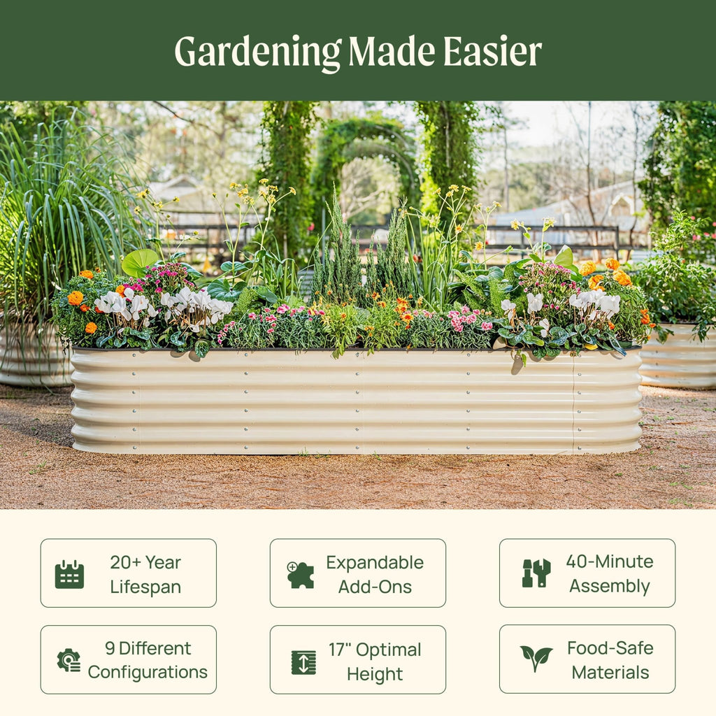 17" Tall 9 In 1 Large Modular Metal Raised Garden Bed Kit - HearthHub