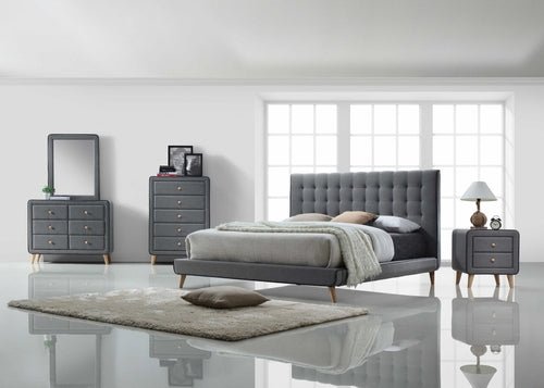 Light Gray Upholstered Vanity Mirror - HearthHub