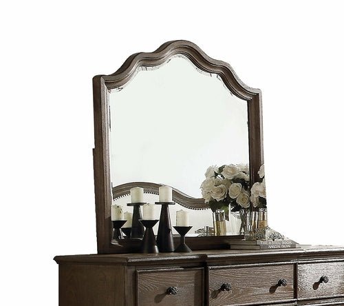 Distressed Grey Finish Beveled Wall Mirror - HearthHub