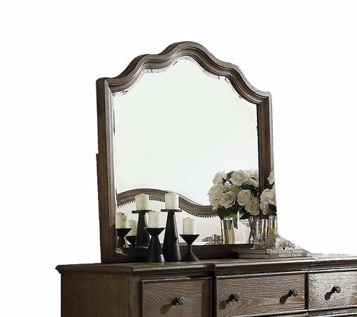 Distressed Grey Finish Beveled Wall Mirror - HearthHub