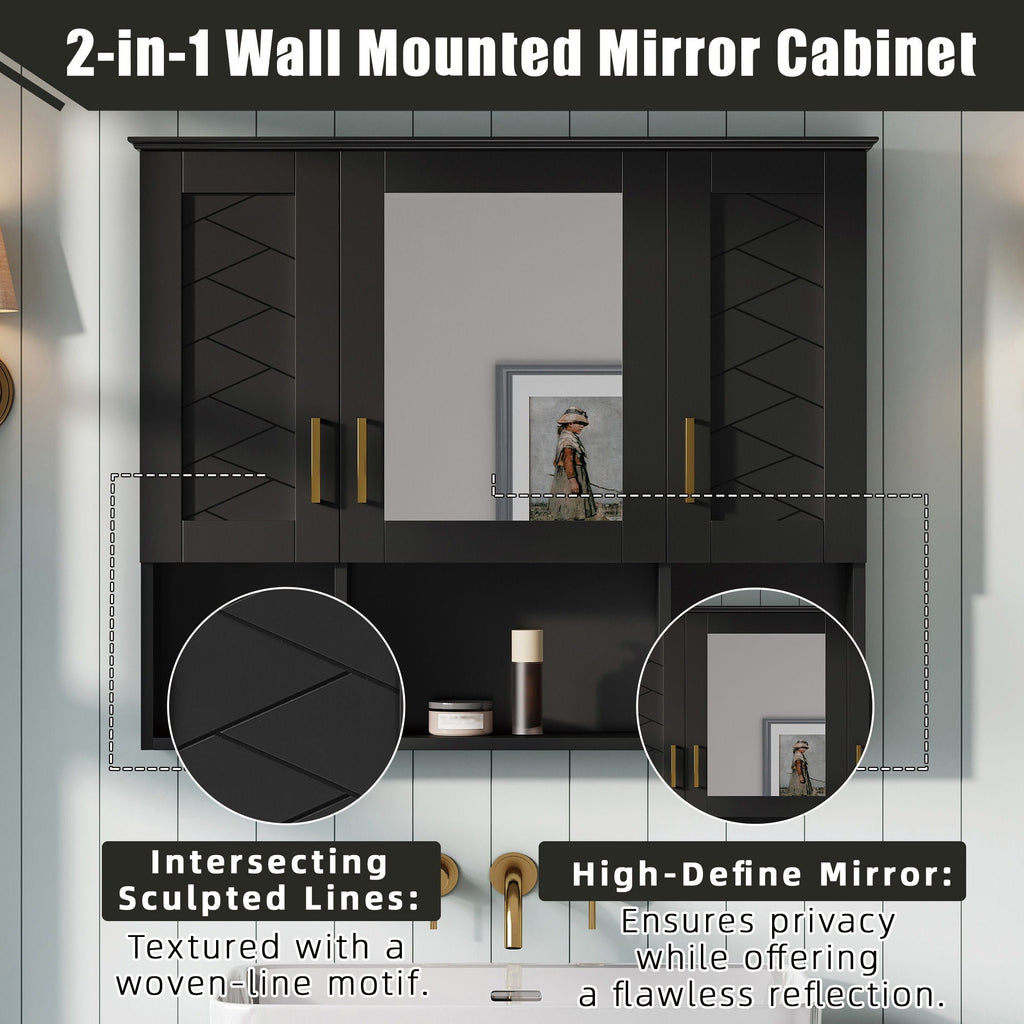 Modern Wall Mounted Medicine Cabinet With Adjustable Shelves, Soft Close Doors, High Define Mirror - HearthHub