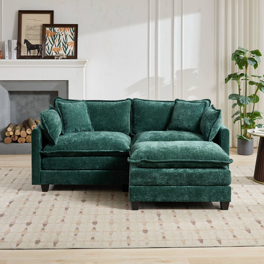 Cloud LoveSeat Sofa (Ottoman is not included) Chenille Fabric in Green - HearthHub