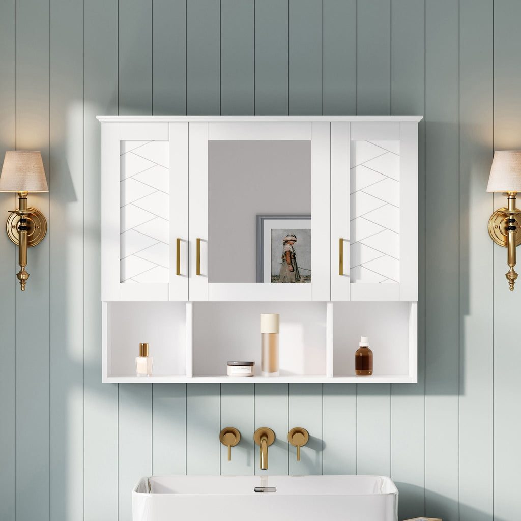 Modern Wall Mounted Medicine Cabinet With Adjustable Shelves, Soft Close Doors, High Define Mirror - HearthHub