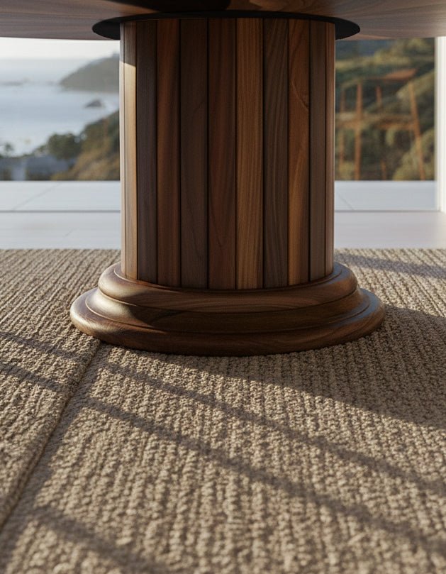 Round Dining Table with Solid Wood Drum Pedestal Base - HearthHub