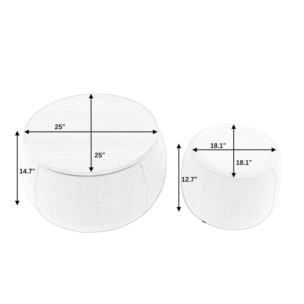 Modern Classic Round Storage Ottoman Coffee Table with Removable Top - HearthHub