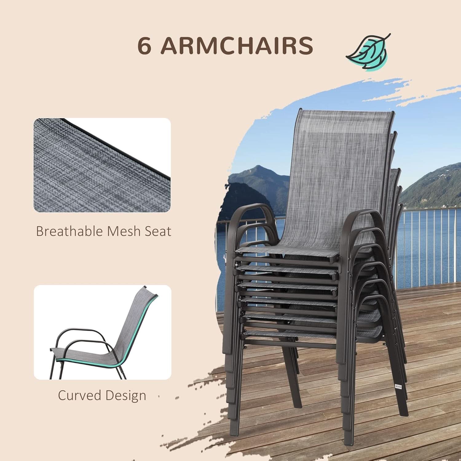 Eight Piece Patio Furniture Set with Umbrella and Chairs - HearthHub