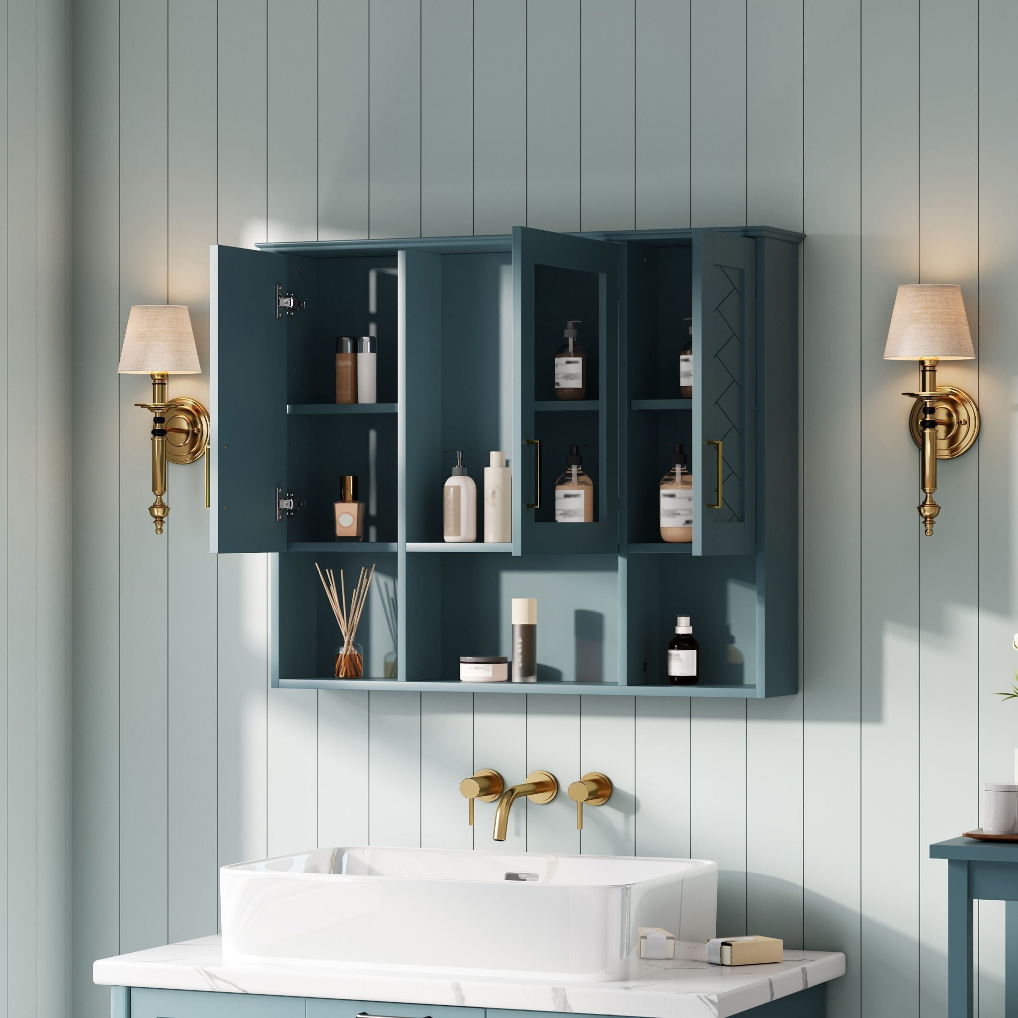 Modern Wall Mounted Medicine Cabinet With Adjustable Shelves, Soft Close Doors, High Define Mirror - HearthHub