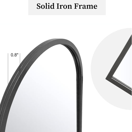 Black Arched Wall Mirror 42x24 Inches With Iron Frame - HearthHub