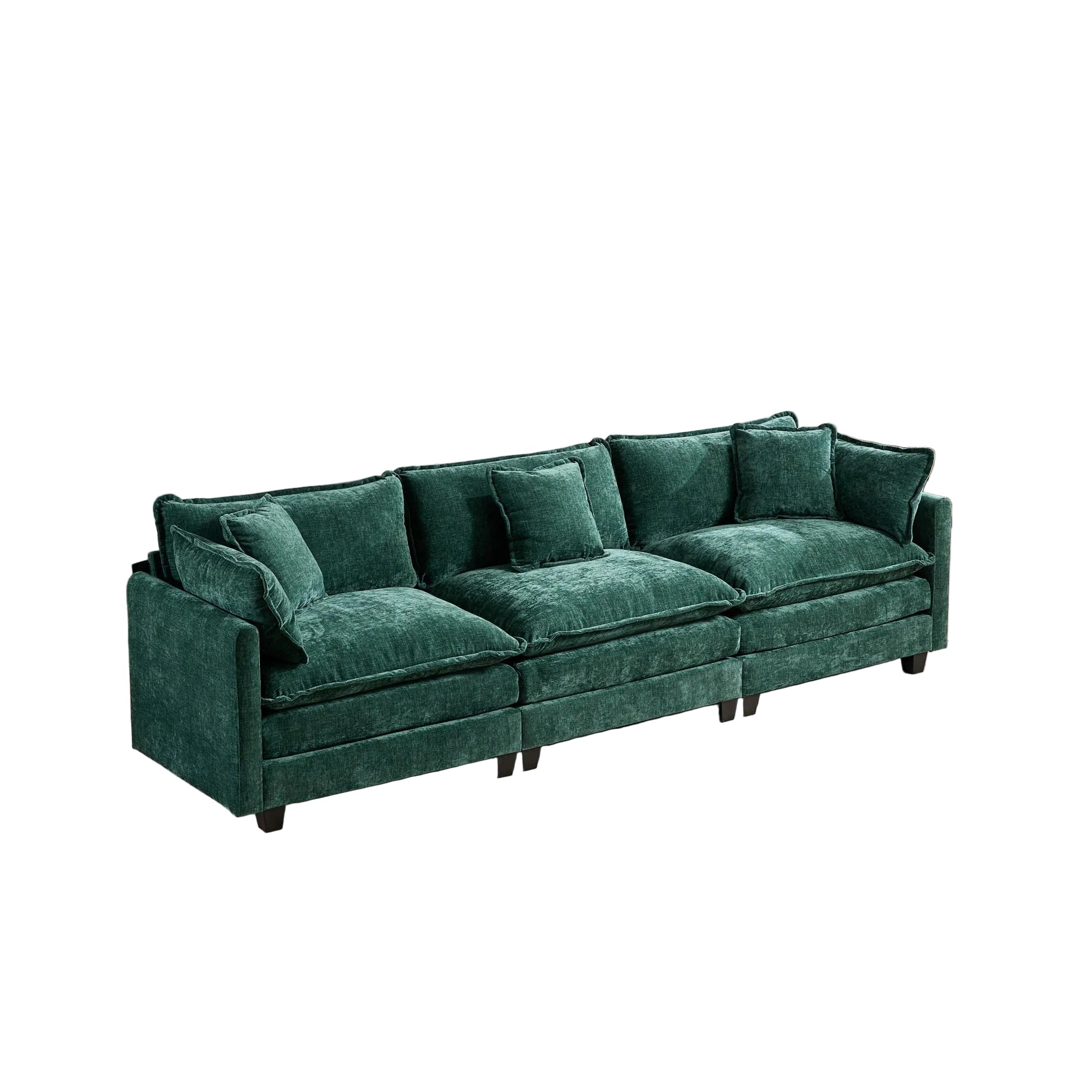 Cloud 3 Seats Sofa (Ottoman is not included) Chenille Fabric in Green - HearthHub