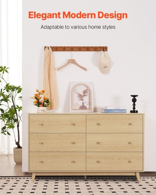 6 Drawer Dresser, Wooden Chest Of Drawers With Sliding With Anti - tip - HearthHub
