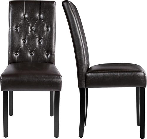 Faux Leather Dining Chairs, Button Tufted Dining Room Chairs with - HearthHub