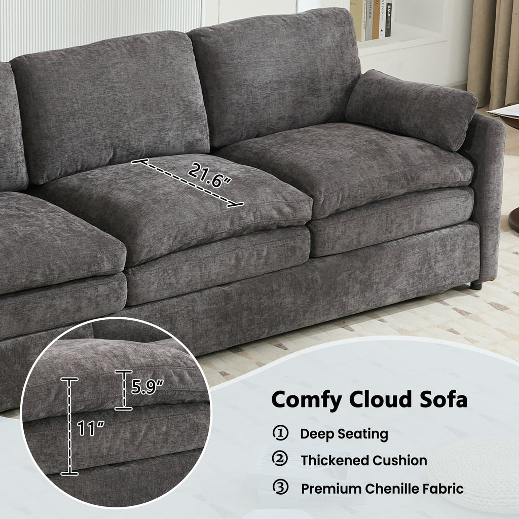 Cozy Upholstered Oversized 3-Seater Cloud Sofa