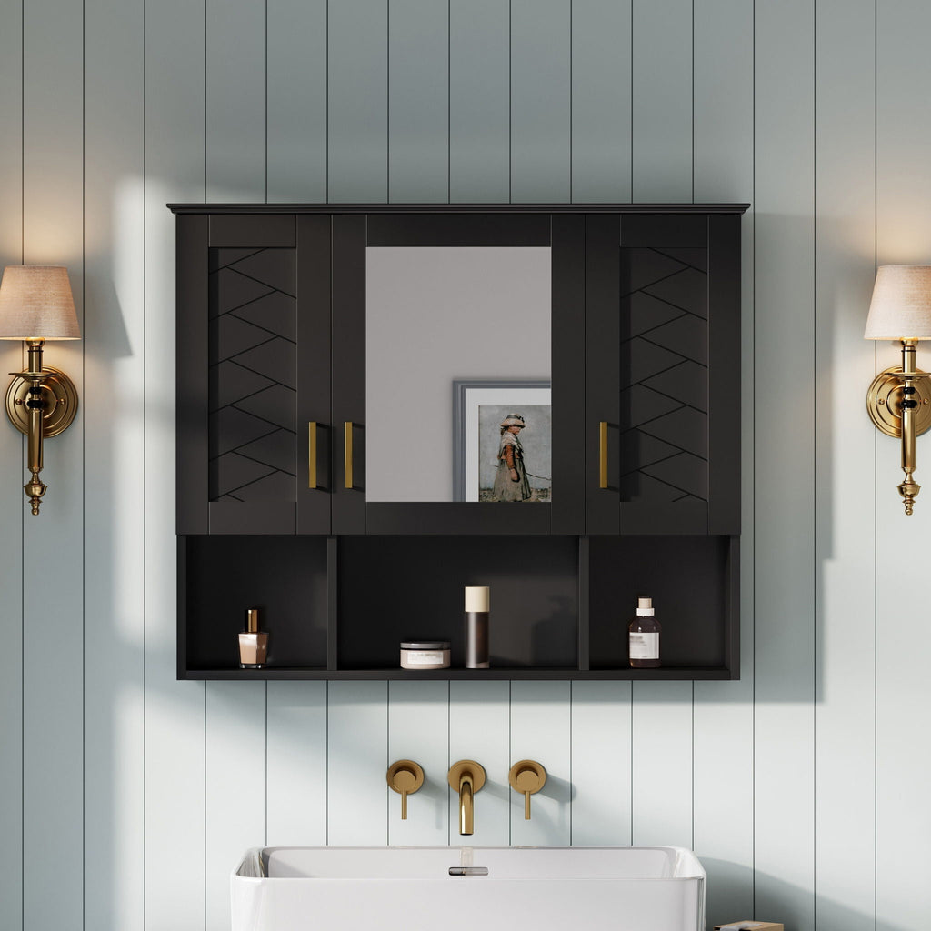 Modern Wall Mounted Medicine Cabinet With Adjustable Shelves, Soft Close Doors, High Define Mirror - HearthHub