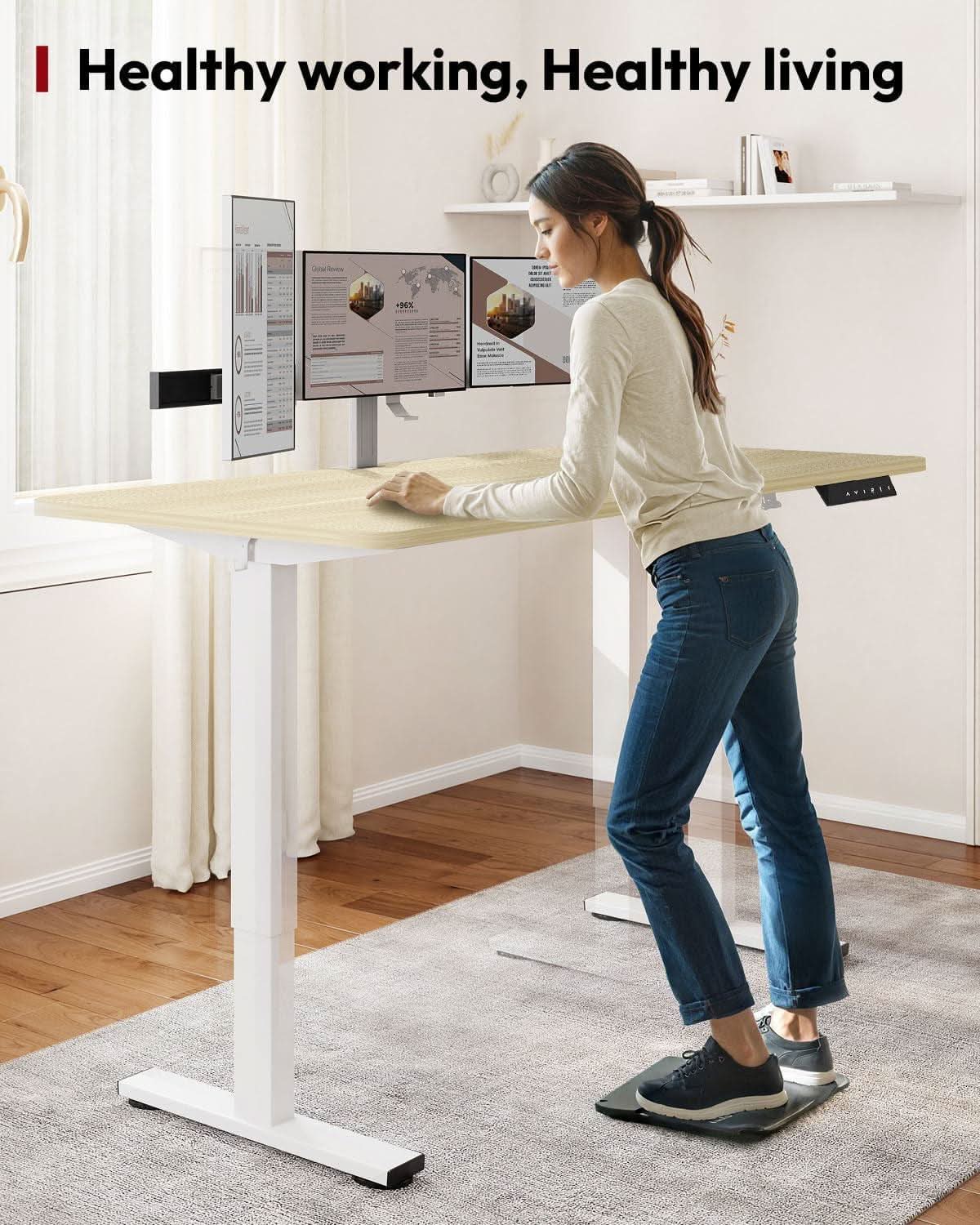 Electric Height Adjustable Standing Desk 79x32 White - HearthHub
