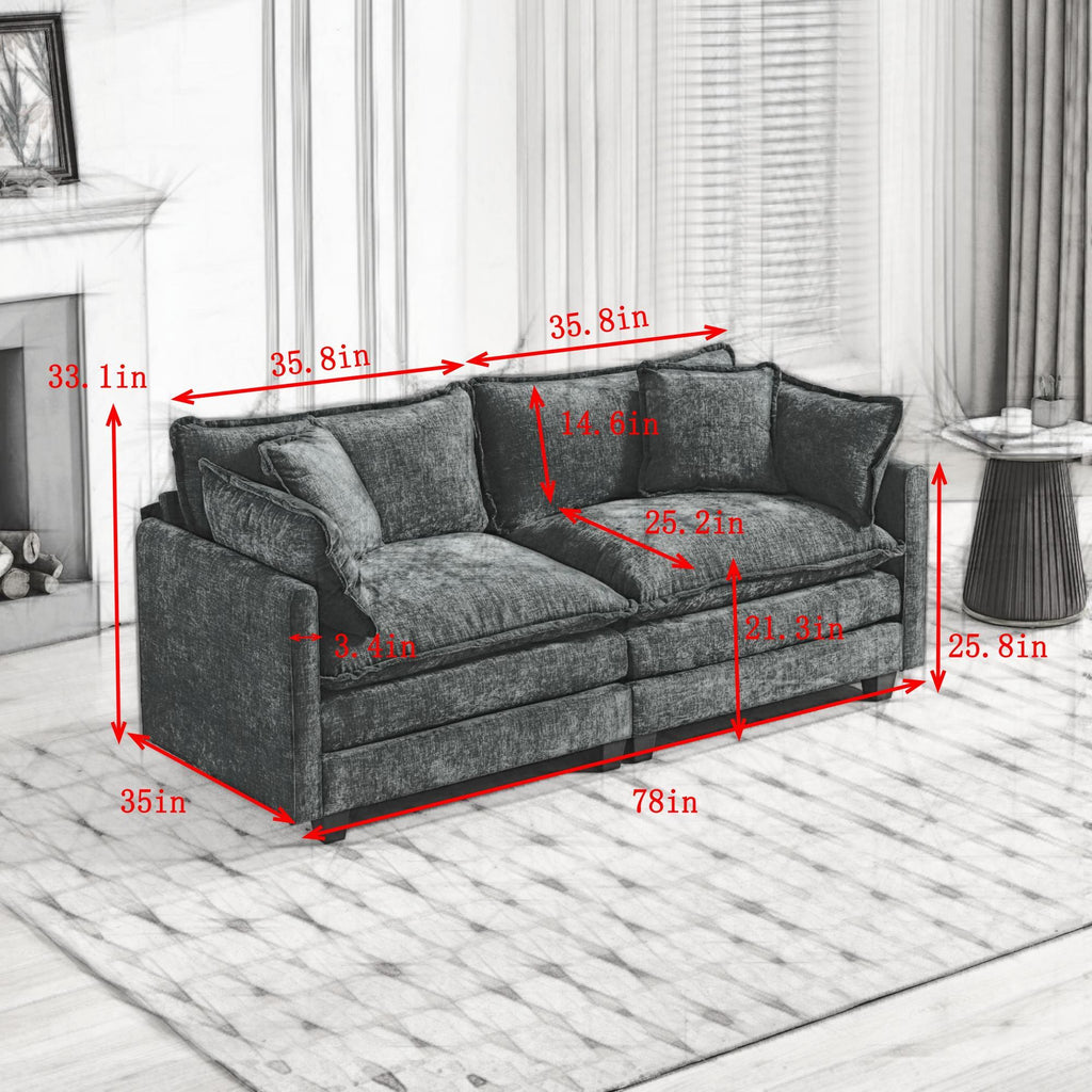 Cloud LoveSeat Sofa (Ottoman is not included) Chenille Fabric in Green - HearthHub