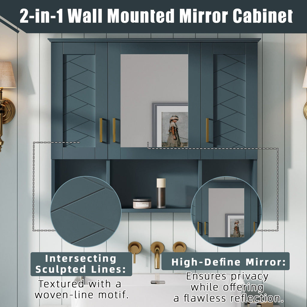 Modern Wall Mounted Medicine Cabinet With Adjustable Shelves, Soft Close Doors, High Define Mirror - HearthHub