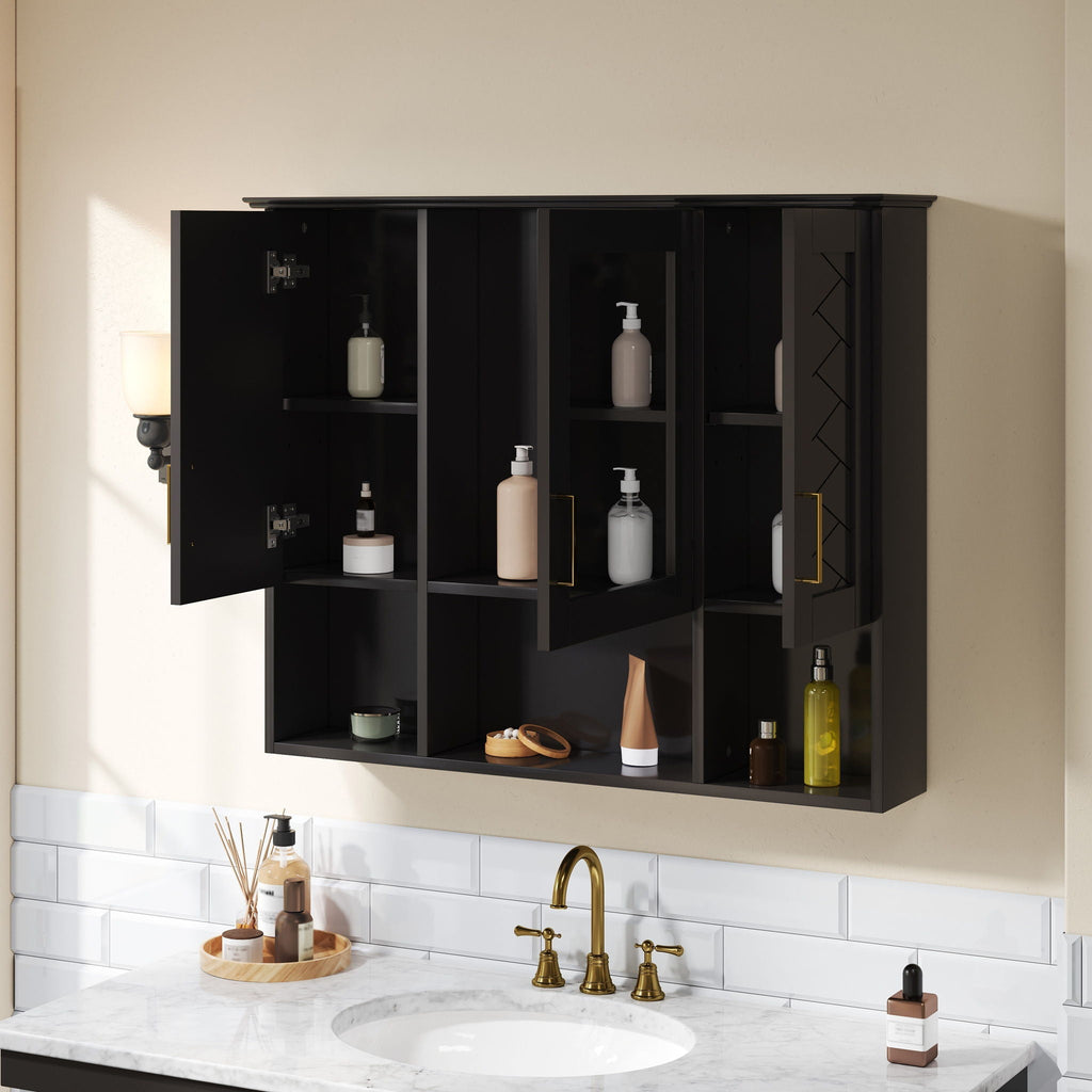 Modern Wall Mounted Medicine Cabinet With Adjustable Shelves, Soft Close Doors, High Define Mirror - HearthHub