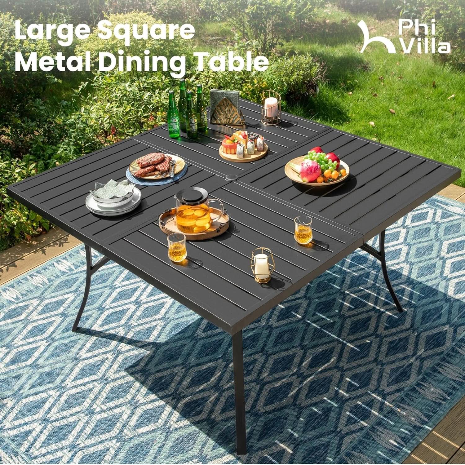 9 Piece Outdoor Dining Set Blue Patio Table With Chairs - HearthHub