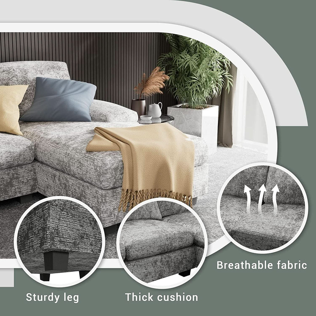 2 Piece Fabric Sectional Sofa With Reversible Chaise - HearthHub