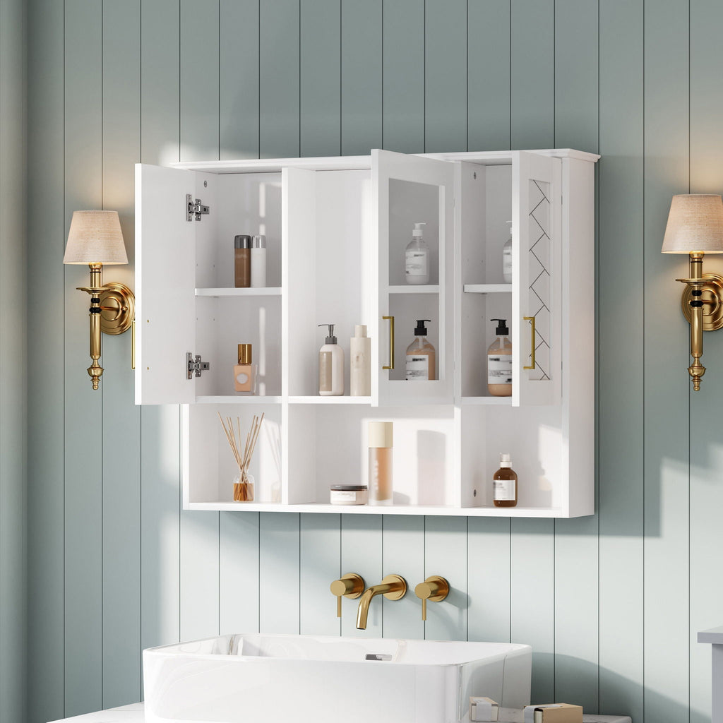 Modern Wall Mounted Medicine Cabinet With Adjustable Shelves, Soft Close Doors, High Define Mirror - HearthHub