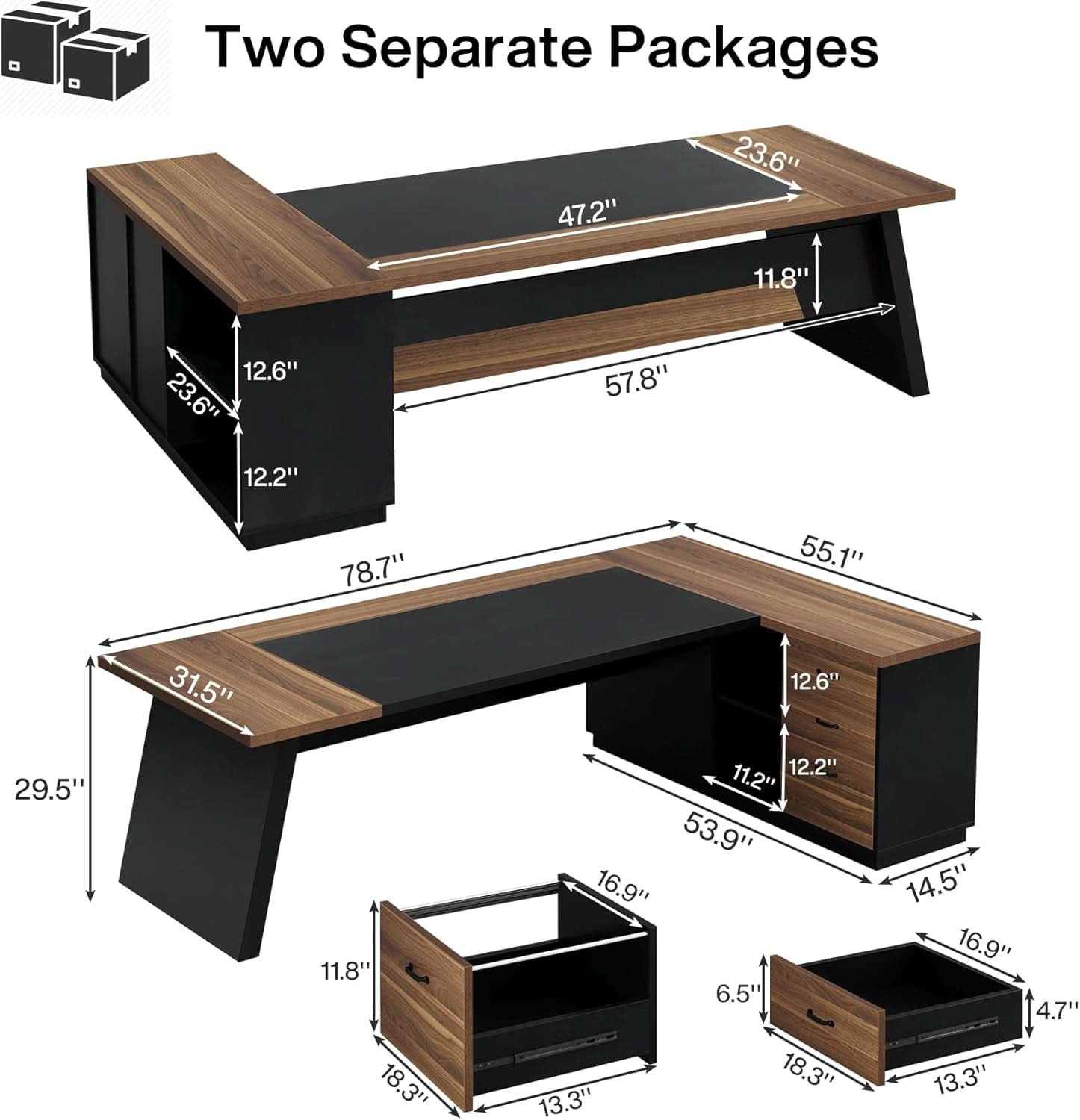 78 Inch Executive Desk Featuring Ample Storage Cabinets - HearthHub