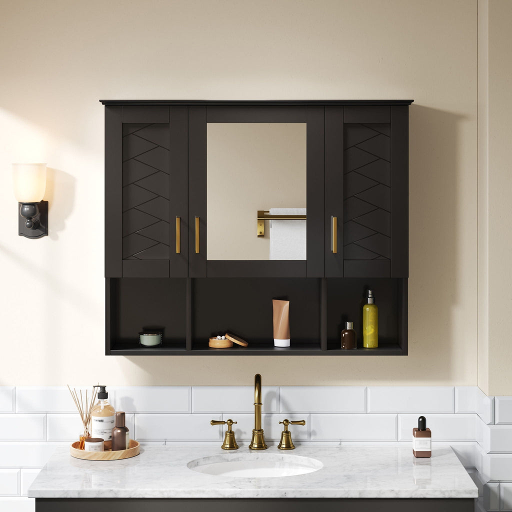 Modern Wall Mounted Medicine Cabinet With Adjustable Shelves, Soft Close Doors, High Define Mirror - HearthHub