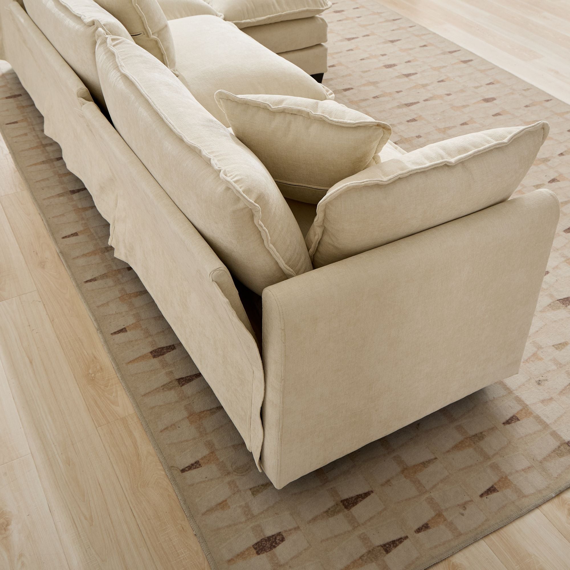 Cloud 4 Seats Sofa (Ottoman is not included) with Chenille Fabric in Beige - HearthHub