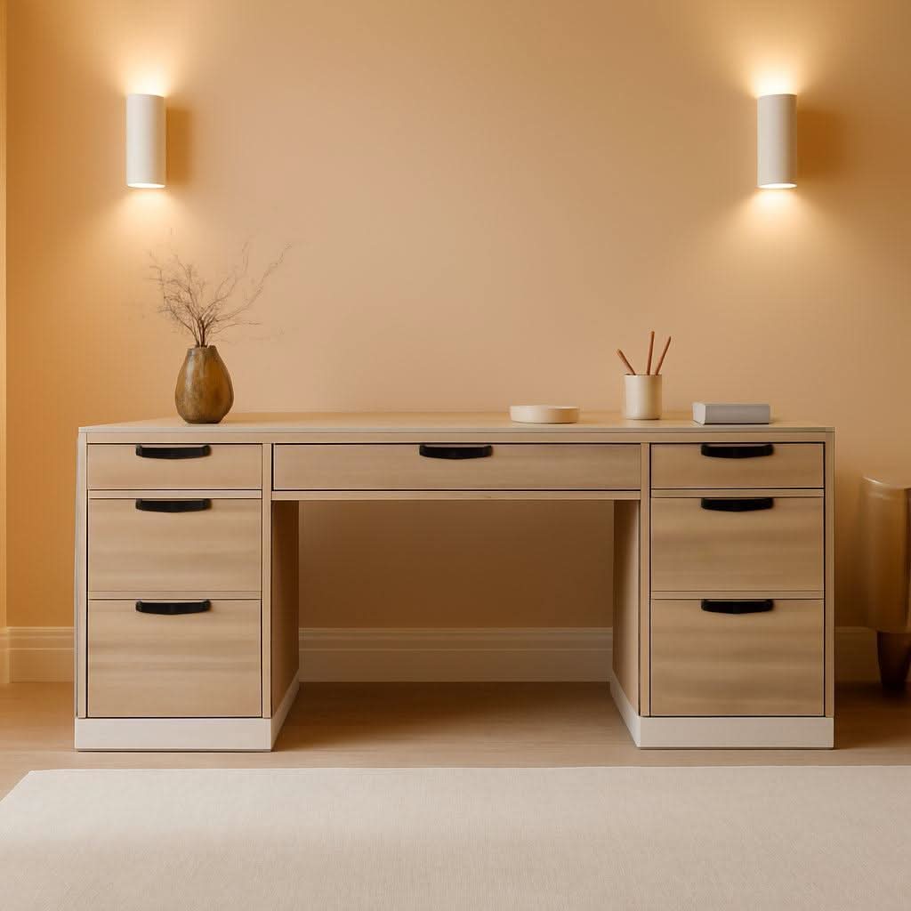 54 Inch Computer Desk With Storage Drawers White Walnut - HearthHub