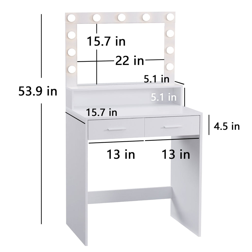 Makeup Vanity Desk with Mirror & Light - HearthHub