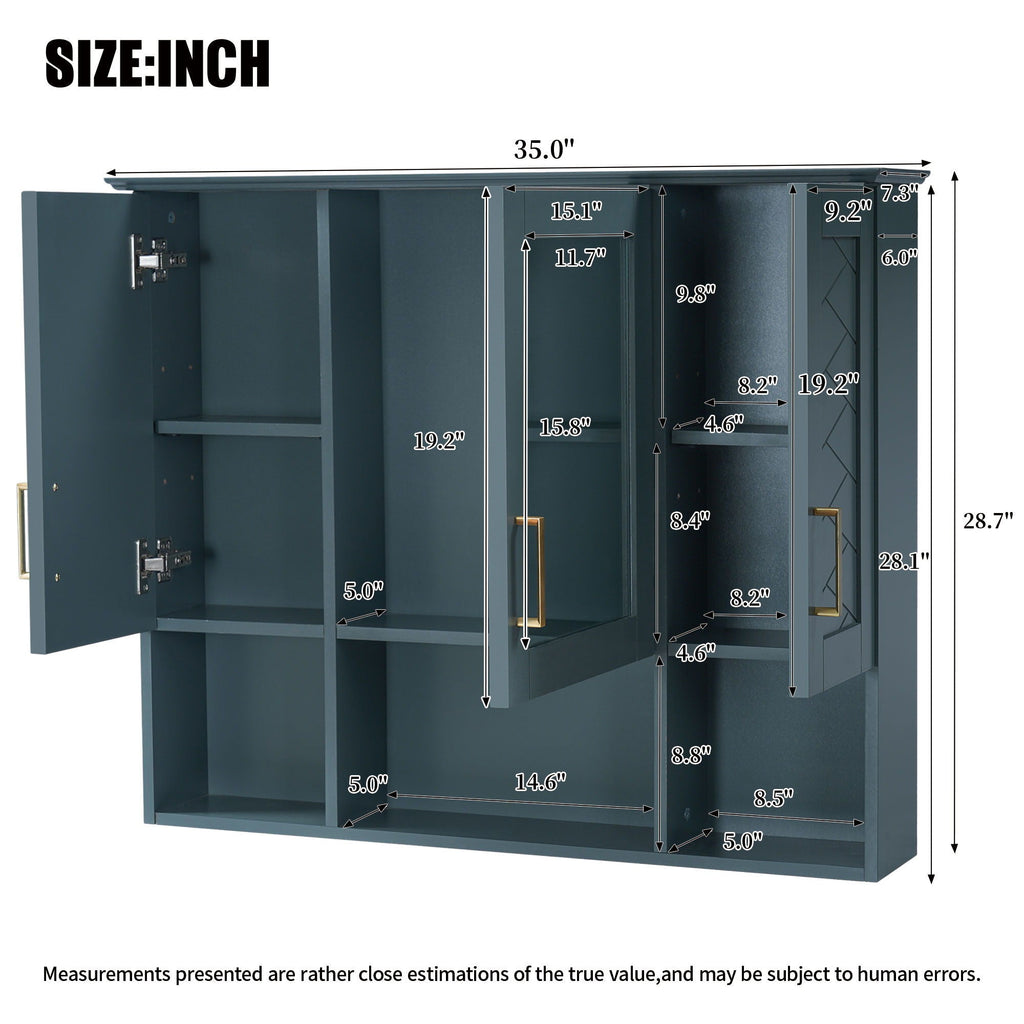 Modern Wall Mounted Medicine Cabinet With Adjustable Shelves, Soft Close Doors, High Define Mirror - HearthHub