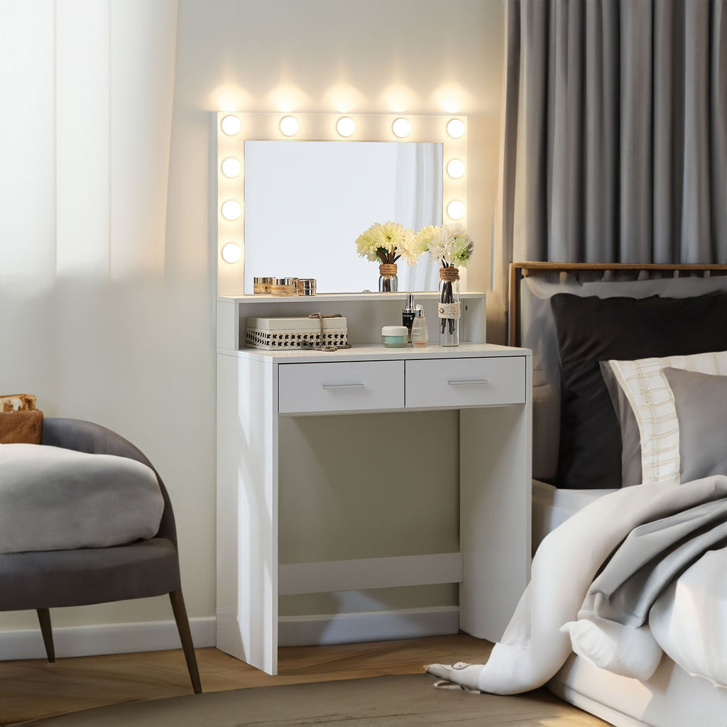 Makeup Vanity Desk with Mirror & Light - HearthHub