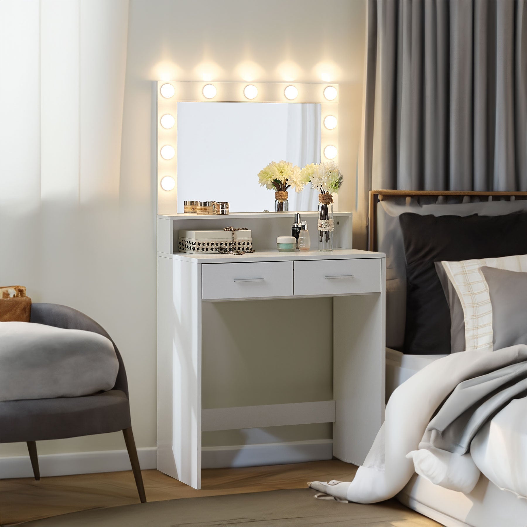 Makeup Vanity Desk with Mirror & Light - HearthHub