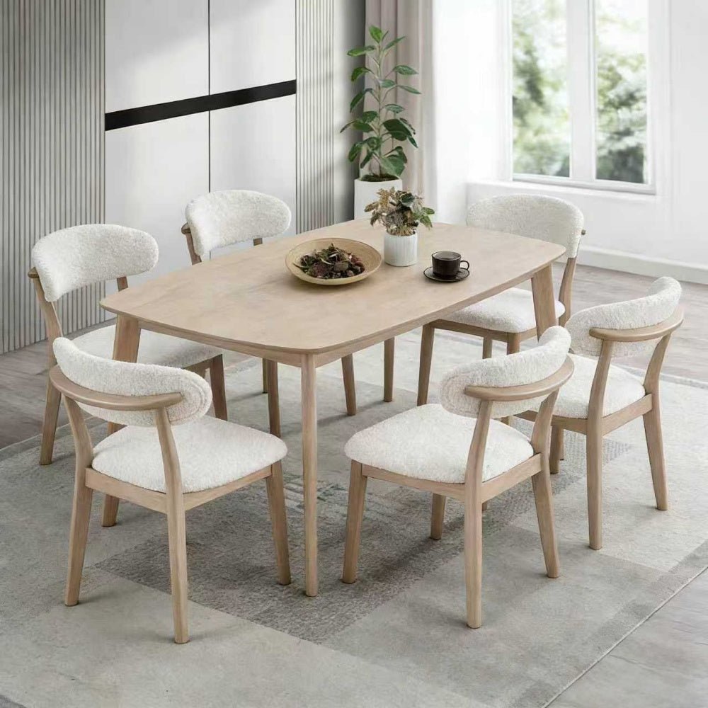 ACTU Scandinavian Dining Table Set with Upholstered Chairs for Small Spaces (Seats 4–6) - HearthHub