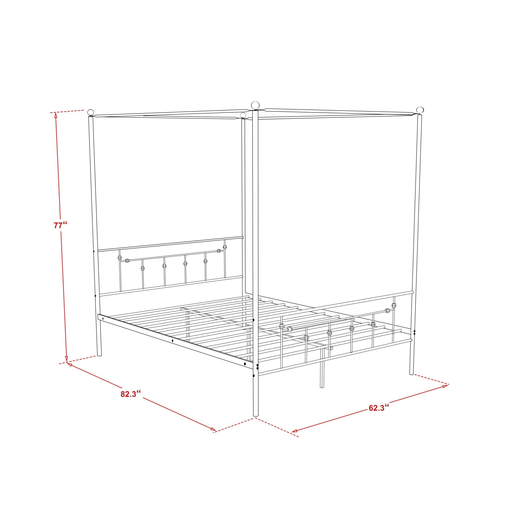 EAST WEST FURNITURE - ATQCBLK - Anniston Canopy Bed with Deluxe Style Headboard and Footboard - Luxurious Metal Frame in Powder Coating Black - HearthHub