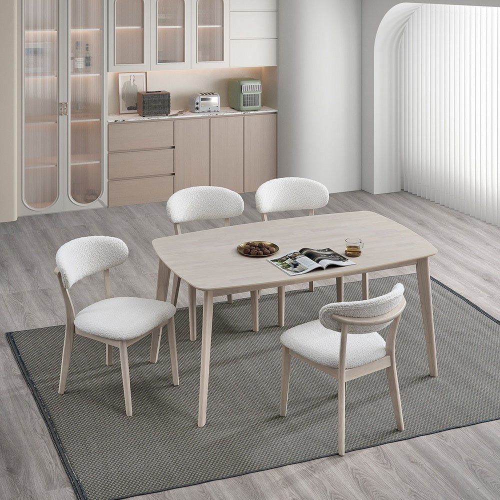 ACTU Scandinavian Dining Table Set with Upholstered Chairs for Small Spaces (Seats 4–6) - HearthHub