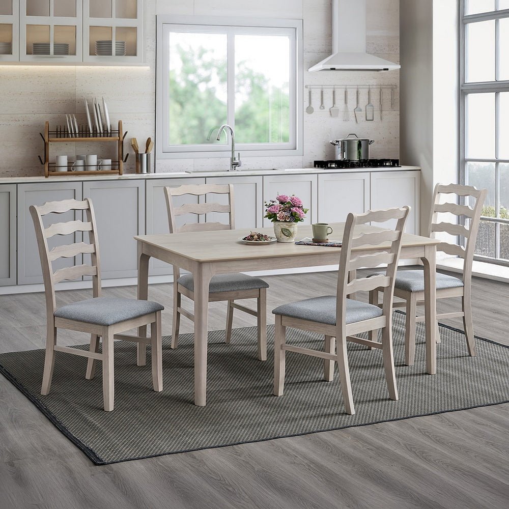ACTU Farmhouse Dining Table Set with Upholstered Chairs for 4–6 - HearthHub
