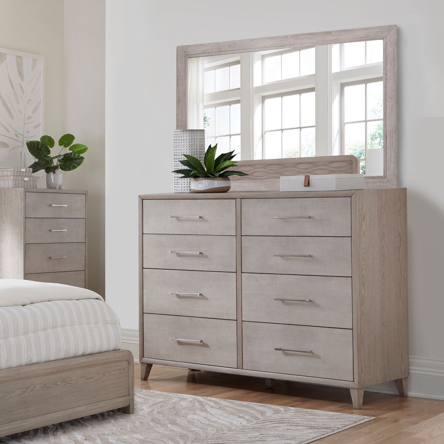 Cape Eight Drawers Wood Dresser with Mirror - HearthHub