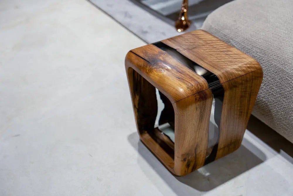 Resin Side Magazine Table Stool - Stylish Modern Wooden Furniture - HearthHub